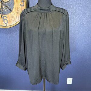 Modcloth Miss Appreciated Satiny Pintuck Button-back Blouse, XL